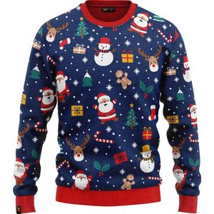 JAP Christmas Kersttrui voor kinderen (maat 104/110) - 100% Gerecycled - Kriebelt niet - Kerstcadeau - Foute Kersttrui jongens en meisjes (4/5 jaar) - Christmas tale - Donker blauw