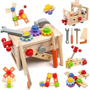 Montessori Houten Gereedschap Spelletjes Kinderen 2 Jaar, 29 Stuks Speelgoed Gereedschap voor Kinderen met Gereedschapskist, DIY Werkbank voor Kinderen, Cadeau Meisje Jongen 3 4 5 6 Jaar