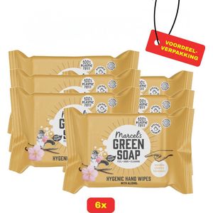 Marcel's Green Soap - Hygiënische Hand Doekjes Vanille & Kersenbloesem - 6x 15 stuks - Voordeelverpakking!
