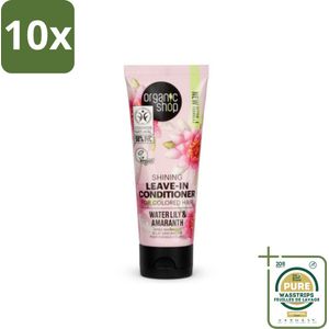 10 x Organic Shop - Shining Leave-In Conditioner Water Lily & Amaranth - 75 ml - Grootverpakking - Leave-in Conditioner - Haarverzorging - Natuurlijke Ingrediënten - Gezond Haar - Glans Haar