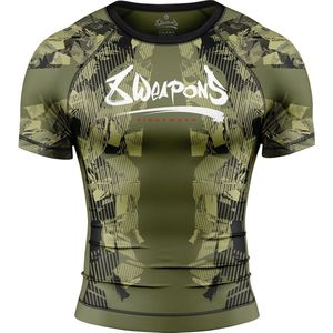 8 WEAPONS Rash Guard Hit 2.0 Olijfgroen Zwart - S