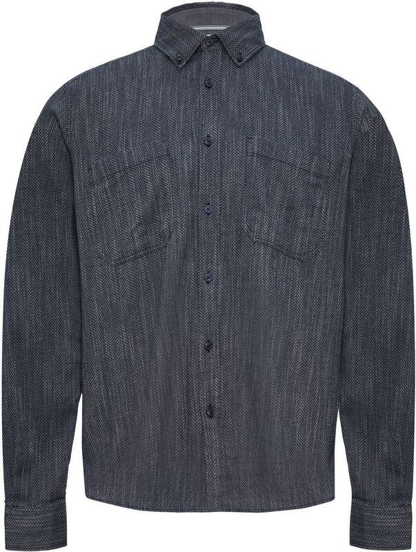 s.Oliver - Overhemd - Grafiet - Regular Fit - Lange Mouw - Visgraat