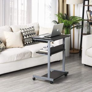 Bureau PC tafel computertafel werktafel met 4 wielen 2 met remmen zwart