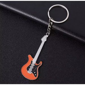 Elektrische gitaar (Oranje) - Sleutelhanger - Muziekinstrumenten hanger - Gift - Cadeau