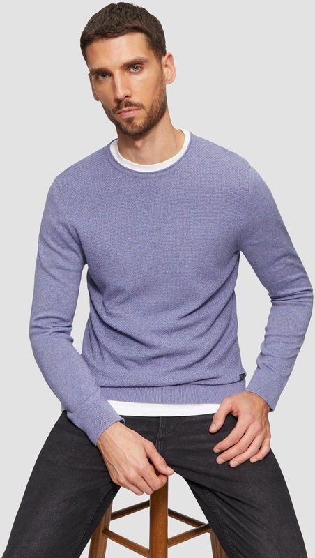 Gebreide Trui - Regular Fit - Ronde Hals - Met Logopatch