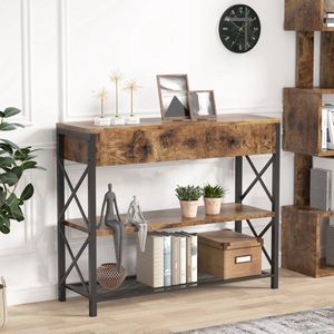 Huis-tuin online-Consoletafel - Ingangstafel -Opbergplanken -Smal - Bijzettafe -sidetable -Halmeubel -100 cm L x 30 cm D x 80 cm H