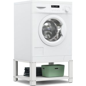 Bodo® - Wasmachine Verhoger - Wasmachine opbouwmeubel - Wasmachine verhoger met Legplank - Wasmachine Sokkel - Universeel - Wit
