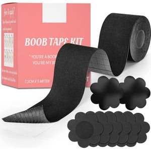 ProductPlanet® Premium Boob Tape Inclusief 10 Nipple Covers - Plak bh Tepelcovers - Cup A Tot F - Borst Tape - BoobTape - Zwart