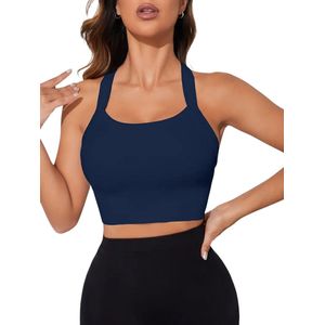 ADAPT Sport-BH met Verstelbare Sluiting - Super Comfortabel - Verstelbaar - Stevig Materiaal - Zachte Stof - Criss Cross Fitness & Running BH - Aansluitend - Blauw - Maat M