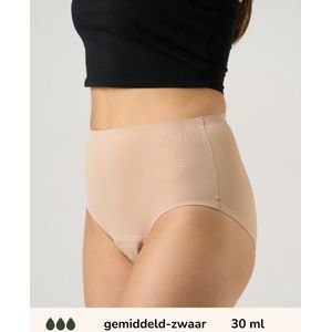 Moodies incontinentie ondergoed - Seamless High Waist Hiphugger - gemiddeld/zwaar kruisje - maat L - beige
