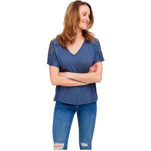 Vero Moda June T-shirt Met Korte Mouwen En V-hals Blauw S Vrouw