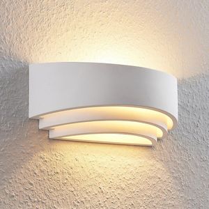 Lindby - wandlamp - 1licht - gips - H: 13 cm - E14 - wit