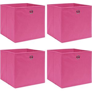 vidaXL Opbergboxen 4 st 32x32x32 stof roze