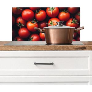 Spatscherm keuken 70x30 cm - Kookplaat achterwand Groente - Rood - Tomaten - Muurbeschermer - Spatwand fornuis - Hoogwaardig aluminium