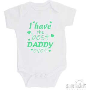 100% katoenen Romper ""I have the best daddy ever!"" Vader Vaderdag Unisex Katoen Wit/mint Maat 68/74