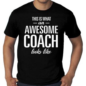 Bellatio Decorations Grote Maten Awesome coach t-shirt voor heren zwart XXXL