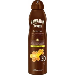Hawaiian Tropic - Zonnebrand - Island Glow Dry Oil Continuous Spray SPF 30 - Hydraterend & Beschermend - 177 ml