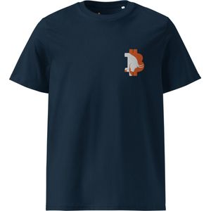 Bitcoin Bull Run- Geborduurd Bitcoin T-shirt - Unisex - 100% Biologisch Katoen - Kleur Marine Blauw - Maat XL | Bitcoin cadeau| Crypto cadeau| Bitcoin T-shirt| Crypto T-shirt| Bitcoin Shirt| Bitcoin Merchandise| Crypto Merchandise| Bitcoin Kleding