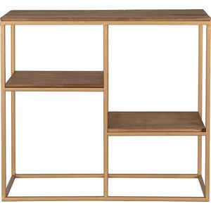 Clayre & Eef Wandrek 49 cm Goudkleurig Bruin Hout Metaal Rechthoek Muurrek