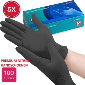 500x Premium Nitril Wegwerp Handschoenen Maat XL Zwart - Extra Sterk - Poedervrij - Latex Free - X Large - Biozek