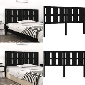 vidaXL Hoofdbord 155,5x4x100 cm massief grenenhout zwart - Hoofdbord - Hoofdborden - Hoofdeinde - Houten Hoofdbord