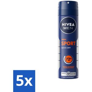 5 x NIVEA Men Deodorant Spray Sport 150 ml - Anti-transpirant - Sport - 48 Uur Bescherming - Deodorant Spray - Man