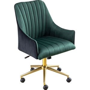 Merax Luxe Bureaustoel - Verstelbare Stoel - Velvet Draaibaar Kantoorstoel met Wielen - Groen