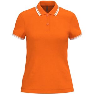 Kariban Gestreepte damespolo korte mouwen K273 - Orange / White - L