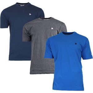 3-Pack Donnay T-shirt (599008) - Sportshirt - Heren - Navy/Charcoal marl/Active Blue - maat S
