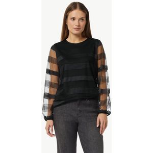 comma - T-Shirt - Lange Mouwen - Streeppatroon