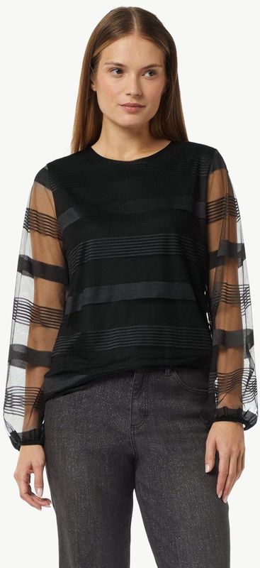 comma - T-Shirt - Lange Mouwen - Streeppatroon