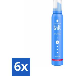 6 x Taft - Haarmousse - Ultra 4 - Volumineuze fixatie - 200 ml - Haar Mousse - Volume Mousse - Sterke Fixatie - Haar Styling - Hittebescherming