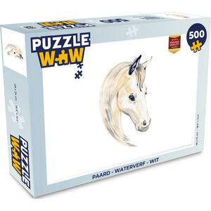 Puzzel Paard - Waterverf - Wit - Meisjes - Kinderen - Meiden - Legpuzzel - Puzzel 500 stukjes