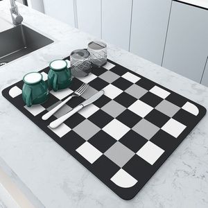 Microvezel schoteldroogmat Afvoermat Aanrecht Absorberende schoteldroogmat met antislip rubberen achterkant voor aanrecht Koffiezetapparaat Afdruiprek