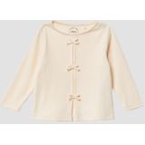 T-shirt - Lief Geribbelde Top - Katoenmix - Met Strikdetails en Plooien