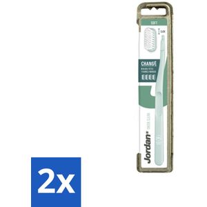 Jordan - Tandenborstel - Green Change - Soft - 4 Opzetborstels & 1 Houder - Voordeelverpakking - 2 stuks