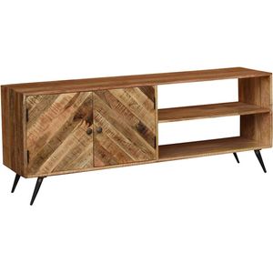 OHNO Furniture Reggie Tv-kast - Tv-meubel, Mangohout, RVS, Zwart, Industrieel