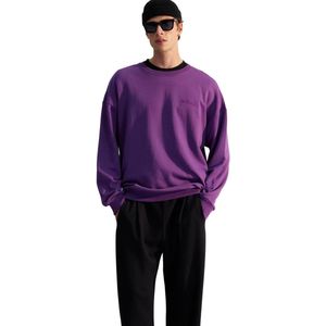 Trendyol Grijze Premium Crew Neck Oversized/Wide Cut Sweatshirt Met Tekstborduursel En Niet-Rugzakkende Hals Tmnaw24Sw00039