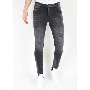 Slim Fit Street Fashion Cotton Jeans met Scheuren Heren -MM110- Grijs