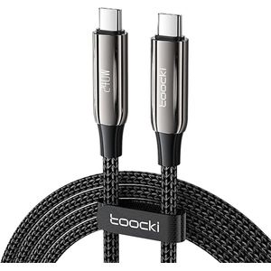 Toocki USB-C naar USB-C Kabel - 240W Snellader - 2 Meter - Oplaadkabel - Gevlochten - voor iPhone 15/16 iPad, MacBook, Galaxy S24/S23/S22/A55/A54/A53, Tab etc.