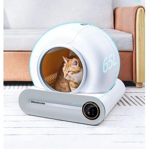 SmussClean Automatische Kattenbak - Zelfreinigende Kattenbak - Huisdieren - Geschikt voor katten vanaf 1 KG - 40 db - Wit - 65 Liter