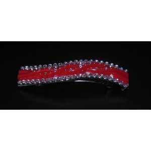 Patentspeld rood gebogen met strass punten