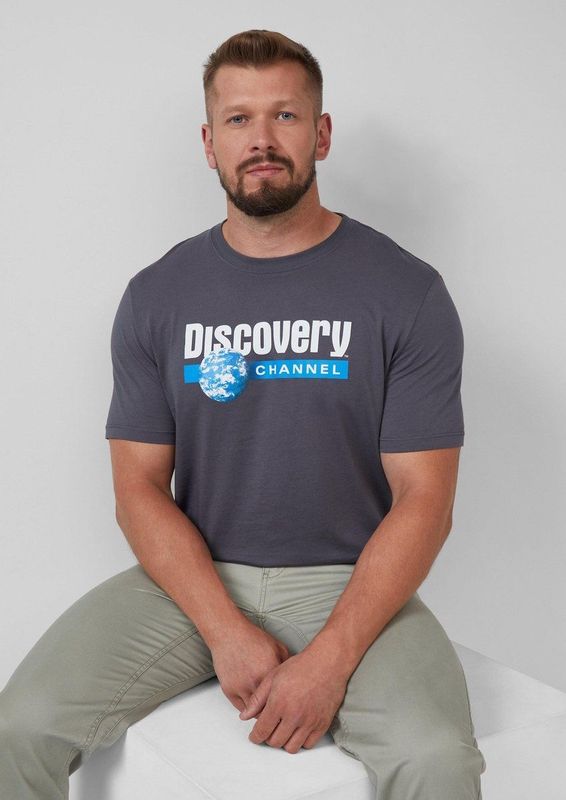 s.Oliver - Shirt - Blauw - Donkergrijs - Wit - Kwartmouw - Ronde Hals