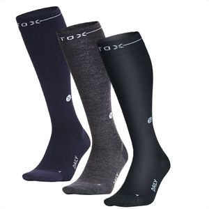 STOX Energy Socks - 3 Pack Merino Everyday sokken voor Mannen - Premium Compressiesokken - Kleur: Zwart,Donkergrijs & Donkerblauw - Maat: Medium - 3 Paar - Voordeel - Mt 40-44