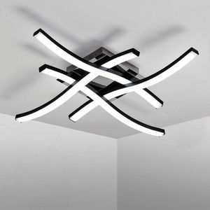 Goeco Plafondlamp - 46cm - Groot - LED - 24W - 6500K - Koelwit Licht - Zwart - Met 4 Lichtbuizen - Voor Woonkamer, Slaapkamer, Keuken