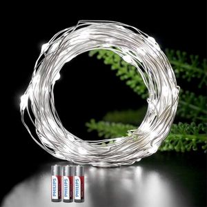 Ariko 50 led 5 meter Wit kleuren kerstverlichting op batterijen , inclusief 3 stuks batterijen