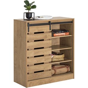 Simpletrade Schoenenkast met Schuifdeuren - Opbergkast - 8 Legplanken - Veelzijdig - MDF - 80x89x35cm