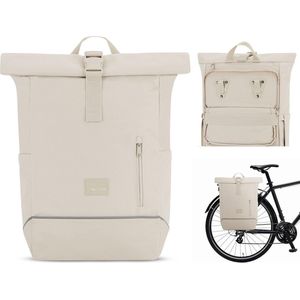Robin Medium Bike Fietstas voor bagagedrager voor dames en heren, beige, 2-in-1 fietstas, rugzak en bagagedragertas achter, waterafstotend