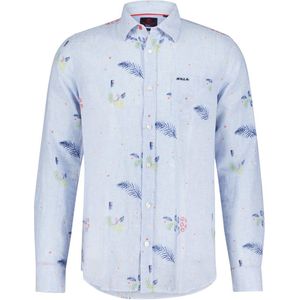 New Zealand Auckland - Overhemd Guide Print Blauw - Heren - Maat XL - Regular-fit