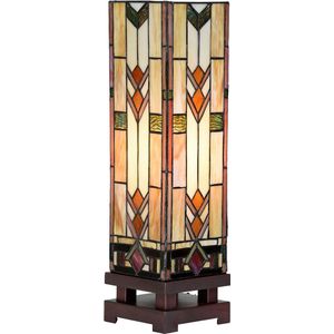 LumiLamp Tiffany Tafellamp 15x15x54 cm Beige Glas Tiffany Bureaulamp